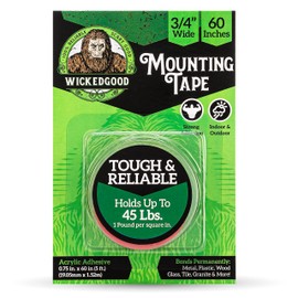 WickedGood Mounting Tape (3/4" x 60"), Double Sided Adhesive Tape, Heavy Duty Indoor & Outdoor Tape, Waterproof (Clear) (WGA-PET-3l4X60)