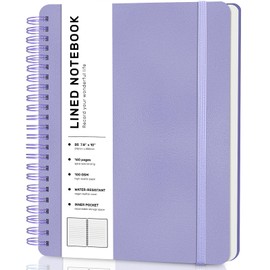 Lined Spiral Journal Notebook, B5 Spiral Notebook, 7.8''×10'' Journaling Notebooks for Work, School, Women, College Ruled Spiral Notebook, Hardcover Leather Notebook for Note Taking Business, Purple