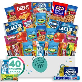 Birthday Snack Box Gift Basket (40 Piece Snack Box Care Package) Peanuts, Candy, Chips, Granola Bars & More - The Care Crate Co.