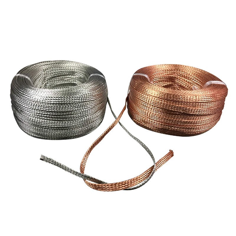 Mssoomm Flat Bare Copper Braid Sleeving Flexible EMI RFI Shielding
