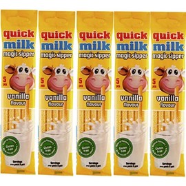 Quick Milk Vanilla 5 Bags of 5 Straws Magic Milk Straws Straws