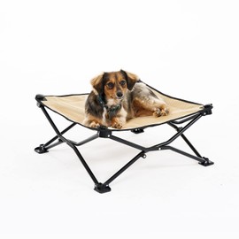 COOLAROO On the Go Cooling Elevated Dog Bed, Portable for Travel & Camping, Collapsible for Storage, Standard, Desert Sand
