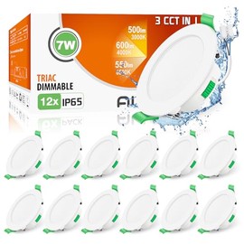 ALUSSO ALUSSO LED Einbaustrahler 230V Dimmbar Flach LED Spots 7W IP65 Deckenspots 68mm Warmwei? Neutralwei? Kaltwei? Einbauleuchten fr Badezimmer Kche Wohnzimmer, Weiss, 12er Set