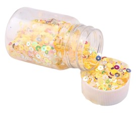 1 Bottle Round Glitter Sequins 2mm/3mm/4mm Flat Loose Sequins for DIY Crafts Sewing Clothing, Yellow