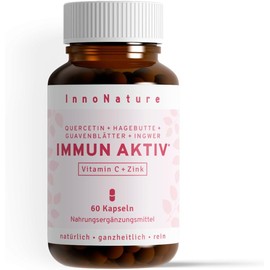60 Capsule of InnoNature Immune Active Capsules | Made from Quercetin, Rosehip, Guava Leaves and Ginger | 500 mg Quercetin + 160 mg Vitamin C + 10 mg Zinc per 2 Capsules | Gluten-Free, Vegan, Vegetable