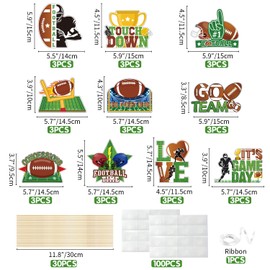 30Pcs Football Party Centerpiece Sticks, Football Table Toppers Decorations for Football Game Day, Football Birthday Party, Baby Shower Party Decor