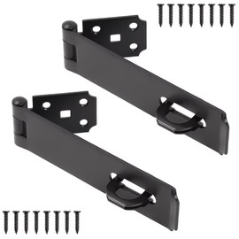 7.5 Inch Heavy Duty Hasp Latch, 2 Pack 1/8" Thicker Iron Safety Padlock Latch, Door Hasp Lock for Fence Gates, Cabinet, Drawer, Outdoor Doors (16 Screws Included)