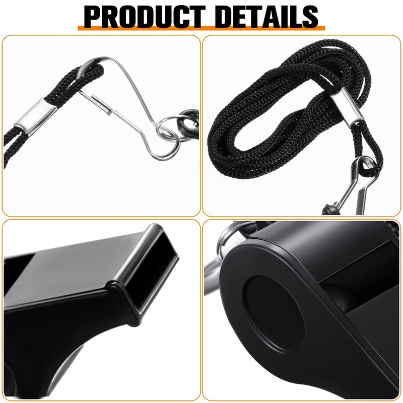 Frienda Black Lanyard Plastic Whistles Referees Fans Cheer Student Whistles