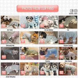 KYEESE Dog Pajamas Cotton Stretchable Dog Jumpsuit 4 Legs Strip PJS Pet Puppy Cat Pajamas Lightweight