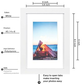 Scholar Tree Scholar Tree White A5/21X14.8cm Photo Frames, Wooden Picture Frames for Freestanding and Wall Mountable