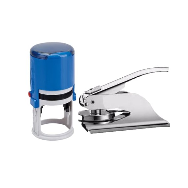 Ohio Notary Silver Seal Embosser Bundle with Blue R-542 Round
