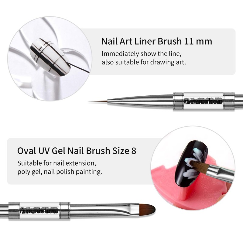 1Pcs Dual‑Ended Builder Gel Brush, Nail Art Brush for Polygel