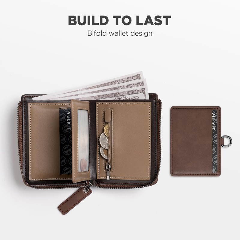 VULKIT Mens Wallet RFID Blocking Credit Card Wallet Leather Passcass