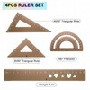 sourcing map 4pcs Triangular Ruler Set 20mm Aluminum Geometric Protractor