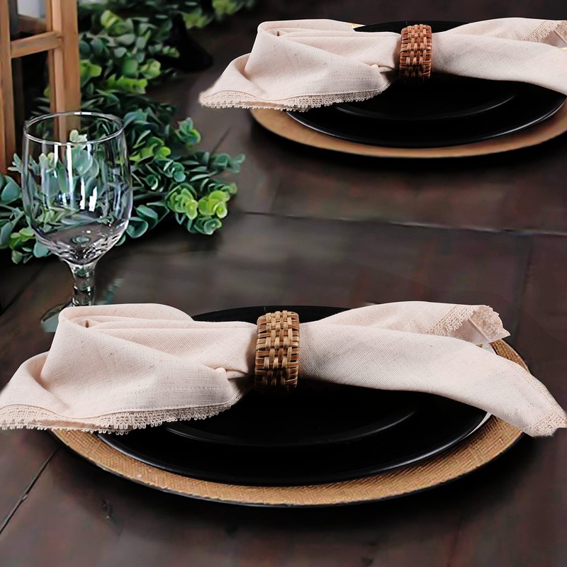 Grownhome Arts - Juego de 12 servilletas de lino de