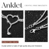 Eyret Rhinestone Anklet Silver Layered Sparkly Heart Crystal Ankle Bracelets
