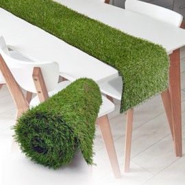 WALPLUS 200 cm x 33 cm Artificial Grass Table Runner Reusable Fake Faux Grass Table Cloth Easy to Clean for Event Party Mincraft Decoration Mad Hatter Afternoon Tea Easter Festival Theme Decor