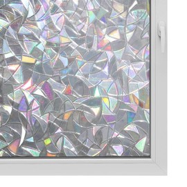 3D Window Film No Glue Privacy for Glass Sticker Static Cling Heat Control Anti UV Non-Adhesive Decorative Crescent 35.4 Inch x 6.5 Feet