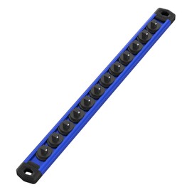 WORKPRO Magnetic Socket Organizer, 1/4-Inch Drive Aluminum Alloy Socket Rail, Heavy Duty Socket Holder, Socket Rack Kit 1/4-Inch x 12 Clips(Blue)