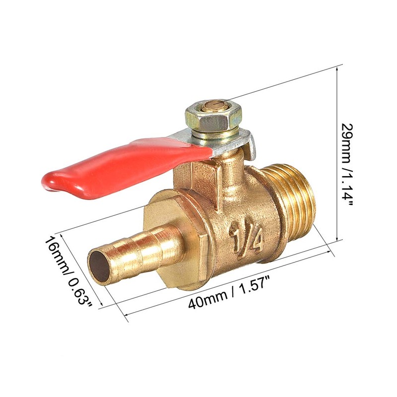 sourcing map Brass Air Ball Valve Shut-Off Switch 1/4 Inch
