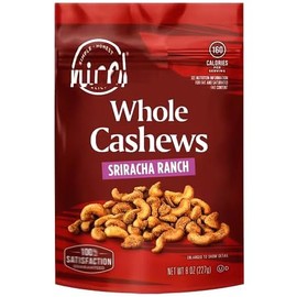 Sriracha Ranch Hot Spicy Seasoned Cashews Nice 8oz Bag, Whole Roasted Nut, Snack Snacking Low Carb Keto Friendly Food