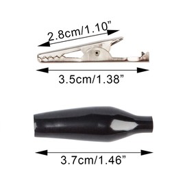 60 Pack 1.4''/35mm Silver Tone Alligator Clips,DanziX Crocodile Silver Tone Nickel Plated Electric Test Clamps with Red/Black Protective Insulation Cover for Laboratory Testing