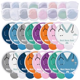 DoubleFill 24 Pcs Nurses Gift Folding Fan Nurse Appreciation Gifts 7.87" Round Portable Handheld Fan with Handles Motivational Thank You Gifts for Nurses Week Party Graduation (8 Colors)