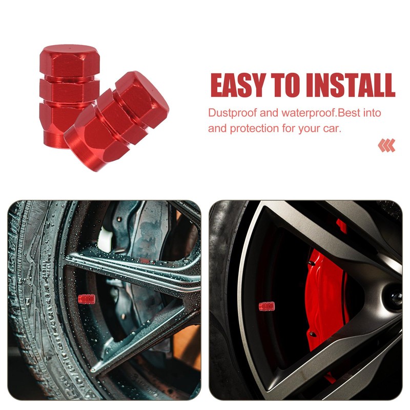 VOSAREA 4 Pieces Aluminium Alloy Car Tyre Valve Caps Round