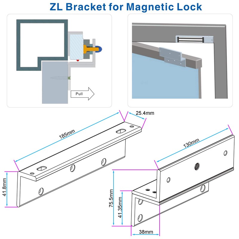 UHPPOTE Z and L Bracket for Inward Door 180KG/350lbs Holding