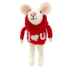 The JOY Tree - Adorno de mouse blanco con texto "I Love You"