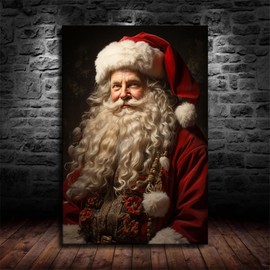 VhoMes Santa Claus Portrait Poster Christmas Reindeer Wall Canvas Painting Artwork Print Christmas Classic Aesthetic Decoration (Unframed,24×32inch)