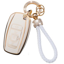 ontto 4-Button Key Case Fit for Lincoln Continental MKC MKZ MKX 2018-2019 Car Accessories,Stylish TPU Car Key Cover for Navigator Nautilus,Full Protection Key Fob Holder with Keychain