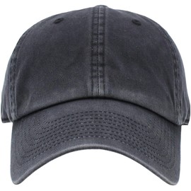 KBE-PG-Classic BLK Classic Cotton Dad Hat Adjustable Unconstructed Plain Cap (One Size, 01. Black Heavy Wash)
