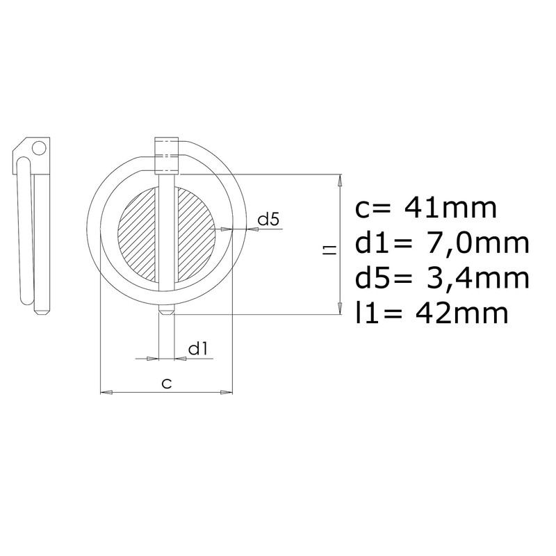 Design61 4x Standard Folding Pins 7.0 x 41 mm Galvanised