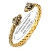 COOLSTEELANDBEYOND Mens Wolf Head Bracelet Steel Braided Cable Bangle Cuff