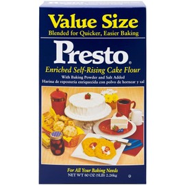 Presto Self-Rising Cake Flour With Baking Powder & Salt, 80 Oz (5 Lb) Bag, Pack of 1