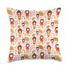 Creativemotions Japanese Dolls-Kokeshi Pattern Throw Pillow, 18x18, Multicolor
