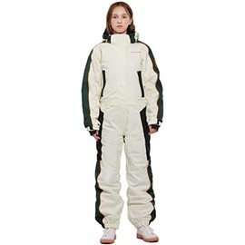 MOUS ONE Women One Pieces Ski Suits Waterproof Warm Insulated Ski Jumpsuit Removable Hood Snowsuit for Snow Sport(White, X-Small)