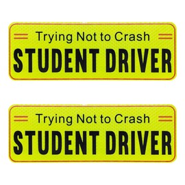 2PCS Student Driver Please Be Patient Car Magnet, Reflective Novice Driver Safety Warning Sign Magnetic Sticker, Funny New Drivers Magnet Car Door and Bumper Signs (Pattern 4)