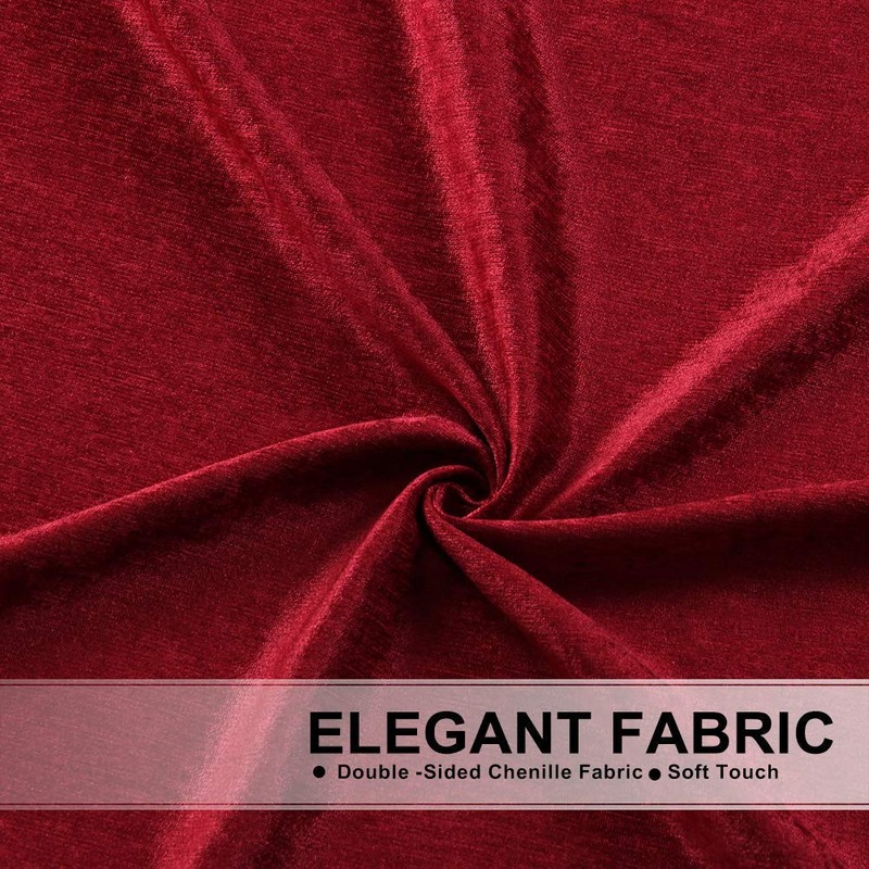 ELKCA Thick Chenille Window Curtains Valance for Living Room Burgundy