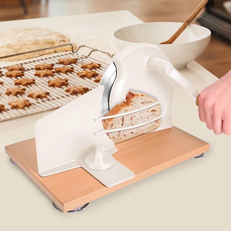 SOWKIPE Manual Bread Slicer with Hand Crank, Classic Home Bread