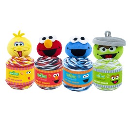 (4 Pack) Lion Brand Yarn Sesame Street- One Hat Wonder, 4PK-Big Bird, Elmo, Cookie Monster, Oscar
