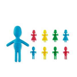 True Zoo Bruce 1 Wine Bottle Stopper and 8 Wine Charms, Novelty Wine Gift Set, Silicone, Multicolor