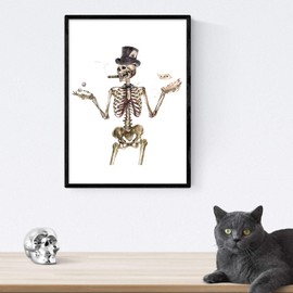 Nacnic Gambling Skeleton Poster Watercolor Style Art with Pictures of Human Skeletons A4 Size Without Frame