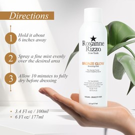 Roxanne Rizzo Bronze Glow By Roxanne Rizzo - Celebrity Choice Bronzer - Refreshing Hydrating Bronzing Mist - Face & Body Bronzer - Use as a setting spray or wear alone - Blends into all skin tones