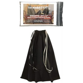 Save 5.00 | TarnishSTOP | USA Made | Luxury Anti-Tarnish Bag (28"x28", Black) | Silver Storage Bundle with Tarnish Removal Polishing Cloth for Silverplate, Sterling, Jewelry & Flatware
