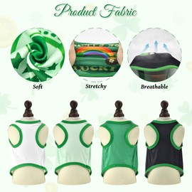 LyssKMK 4 Pack St. Patrick's Day Dog Shirts Shamrock Rainbow Bridge Tank Tops for Small Medium Dogs Lucky Green Beer Pattern Sleeveless Vests for Cats Puppies XXL