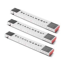 STAHLWERK Folding Ruler Set of 3 2 Metres Precise Wooden Folding Ruler | Measuring Tape | Measuring Tape | Meter Measure with Easy-to-Read Metric Numbers