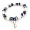 Blue Sodalite Bead Bracelet with White Jade for Calming and