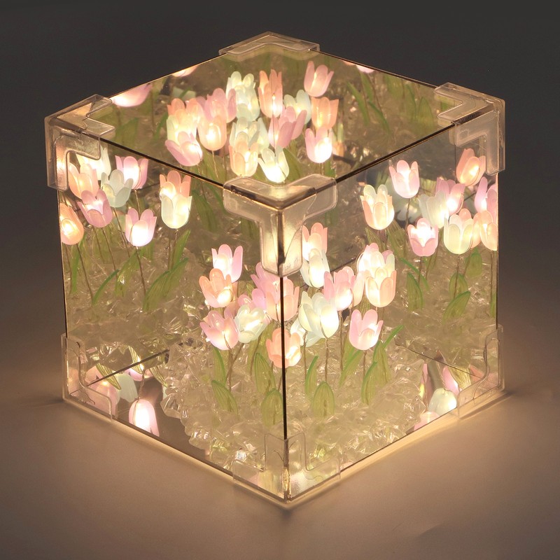 2 in 1 Tulip Cube Mirror Lamp LED Decorative Night